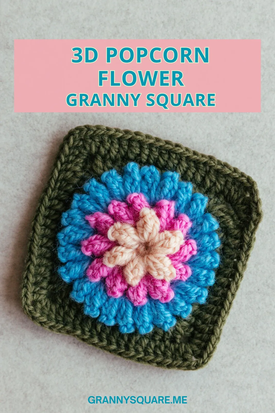 3D Popcorn Flower Granny Square - Free Crochet Pattern — photo 4