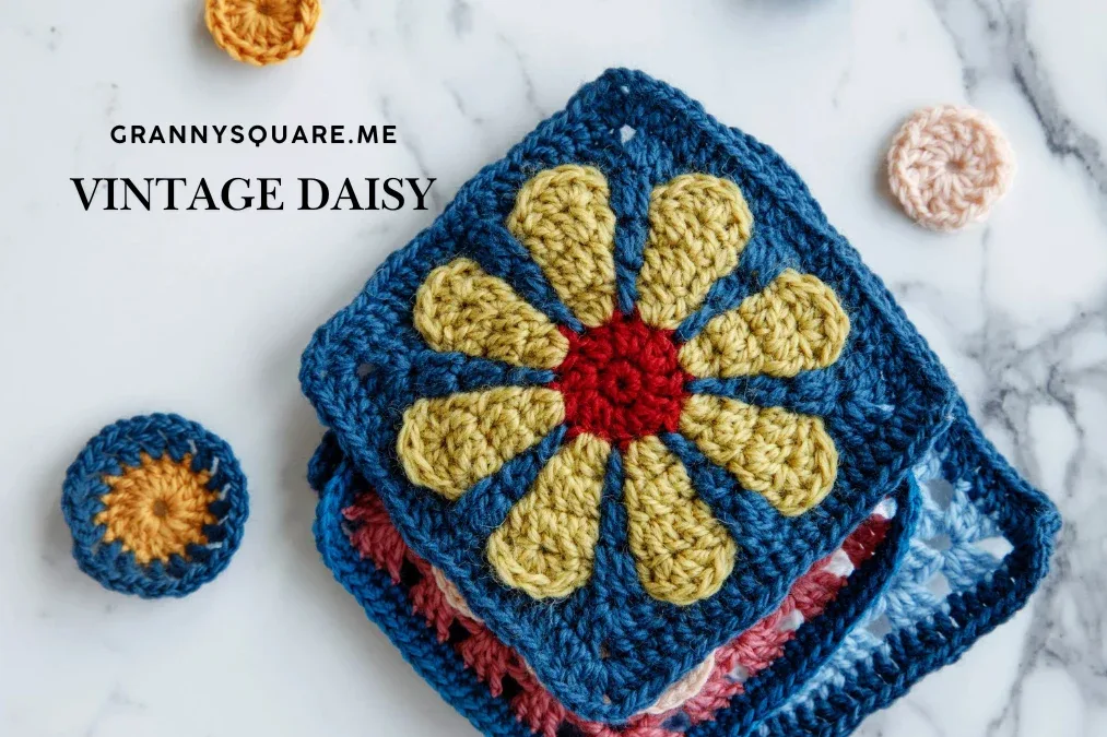 70's Retro Vintage Daisy Flower Granny Square — Free Crochet Pattern — photo 3