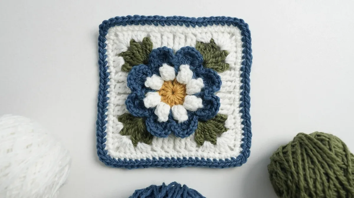 Anemone Flower Granny Square – Free Crochet Pattern