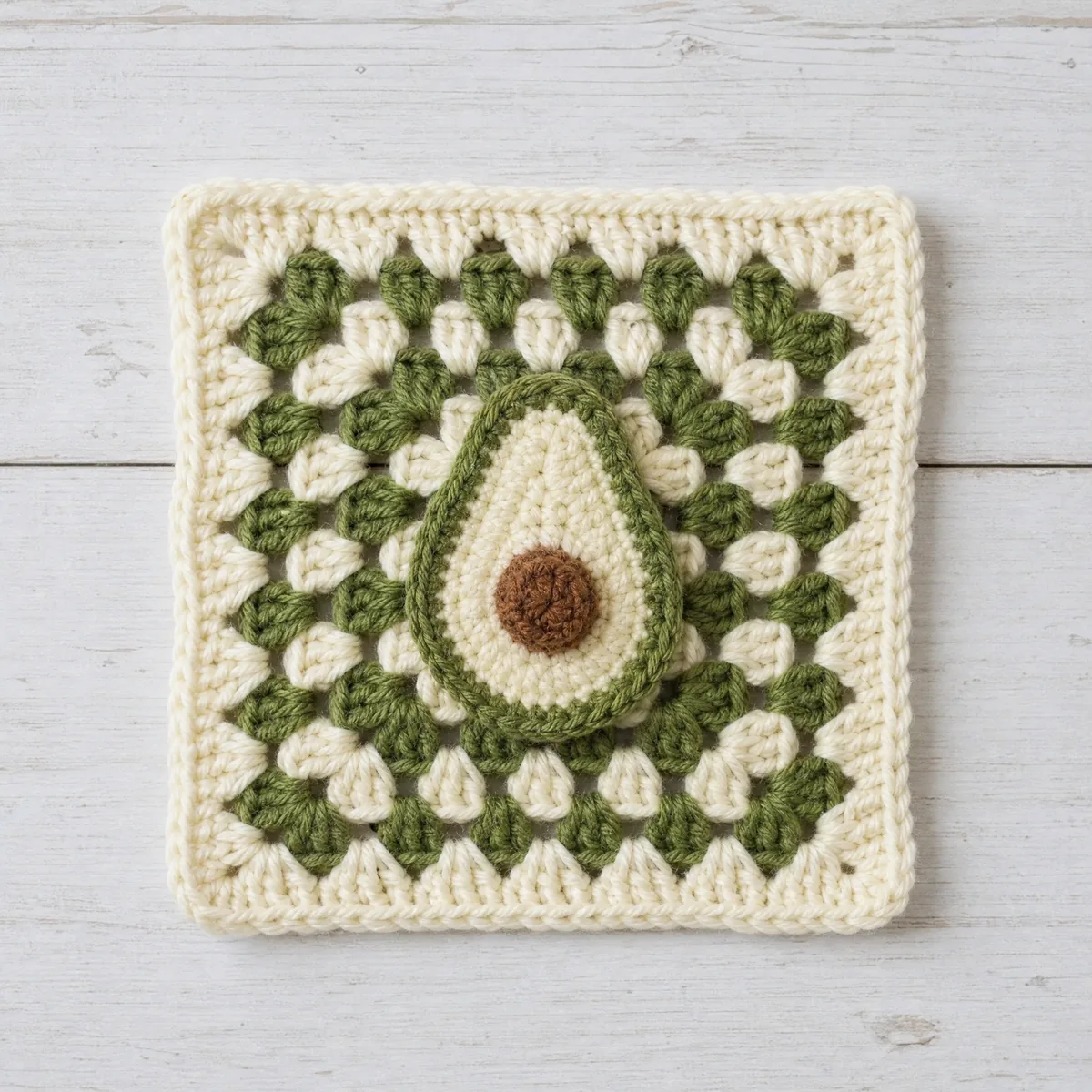 Avocado Half Granny Square — Free 6-Round Granny Square Pattern