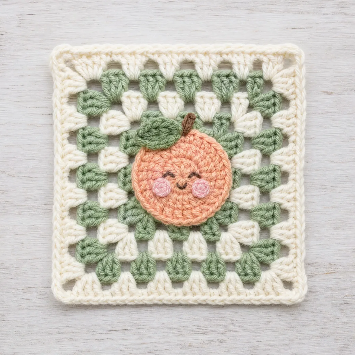 Blushing Peach Granny Square — A Sun-Warmed Fruit Appliqué