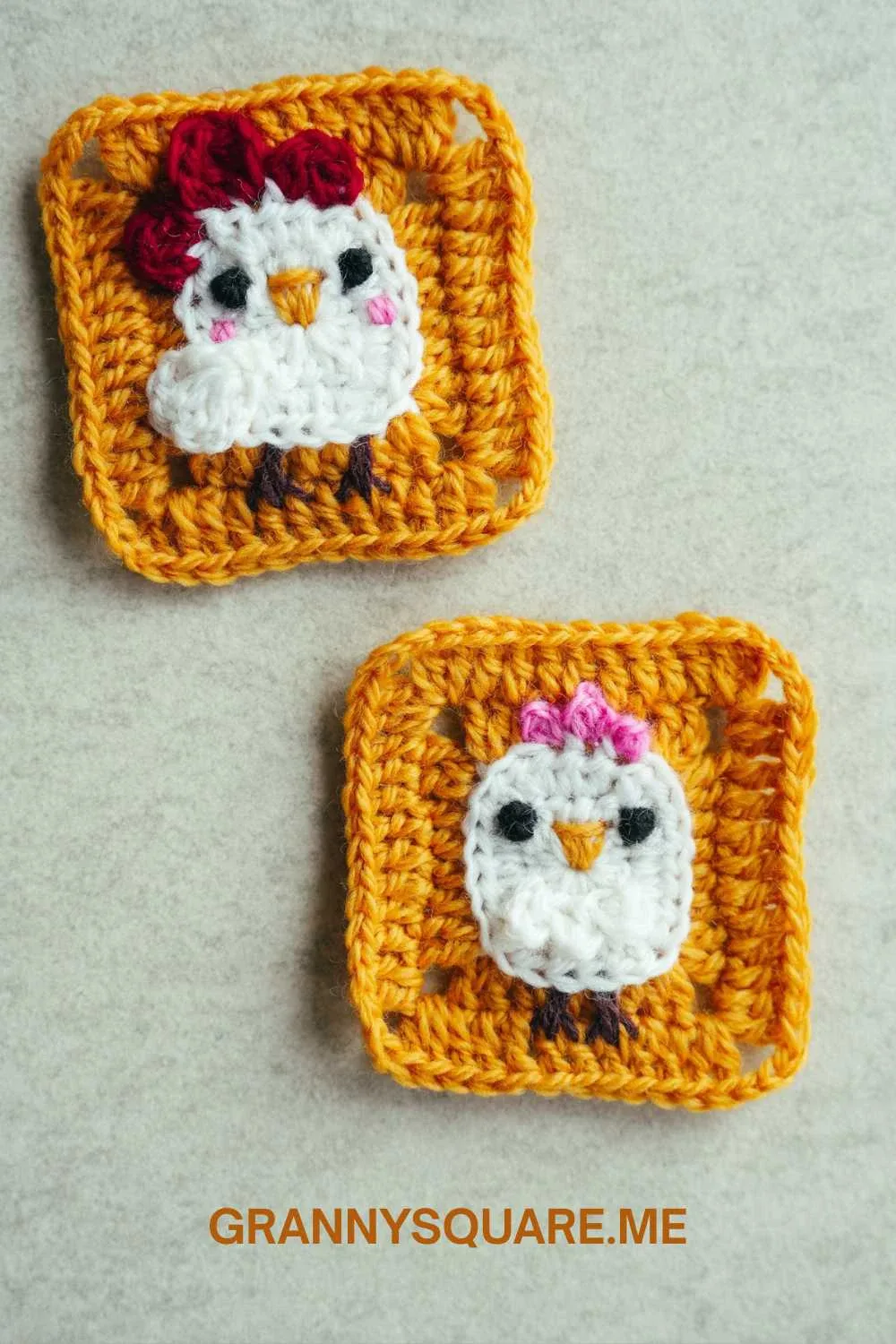 Chicken granny square crochet pattern: two farmyard designs — photo 4
