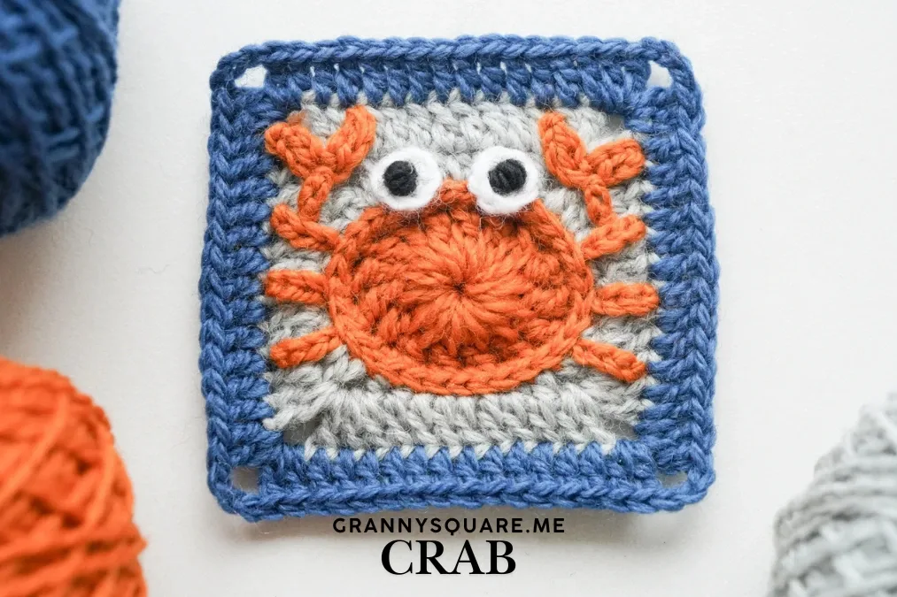Crab Granny Square Free Crochet Pattern (3.3" Ocean Motif) — photo 3