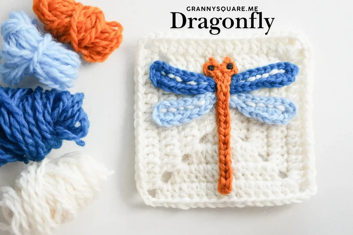 Crochet dragonfly granny square pattern for summer blankets — photo 3