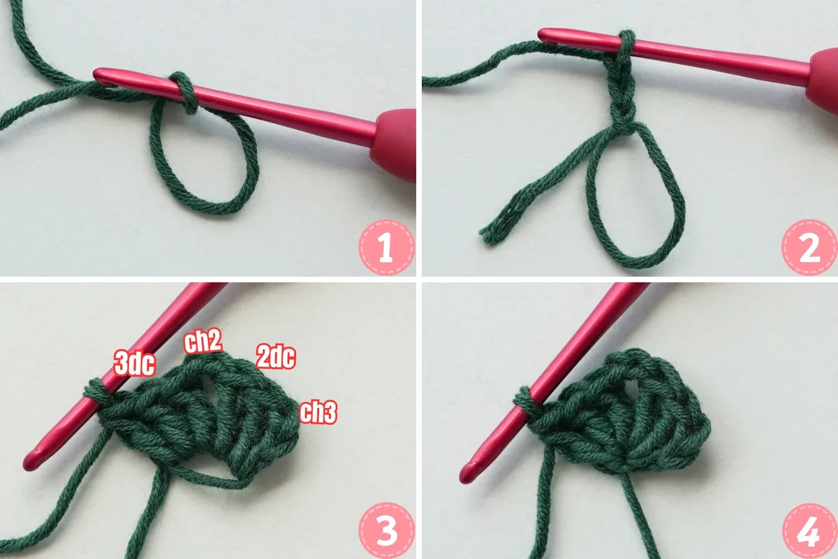 Crochet half granny square pattern: easy triangle motif — photo 4