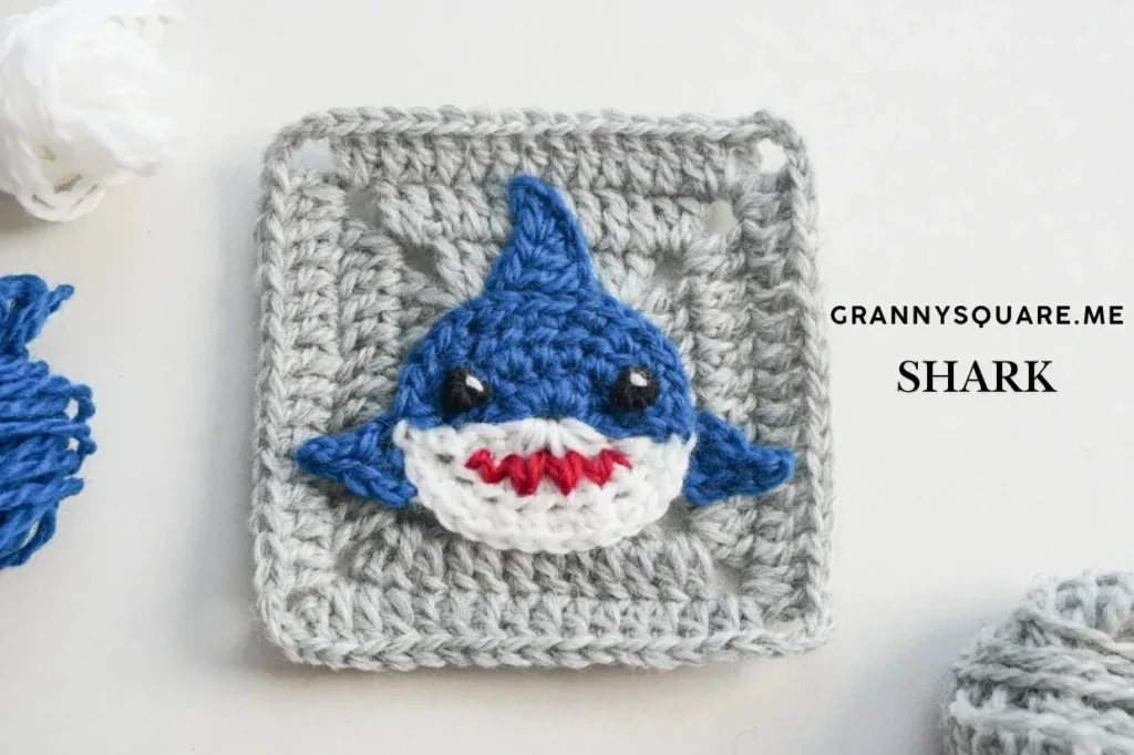 Crochet Shark Granny Square - Free Pattern for a Playful 3.35" Block