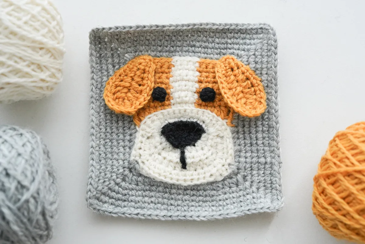 Dog Single Crochet Granny Square - Free Crochet Pattern
