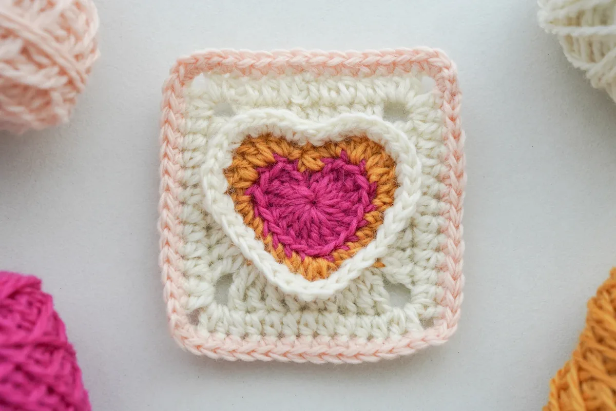Double Heart Granny Square — Free Crochet Pattern