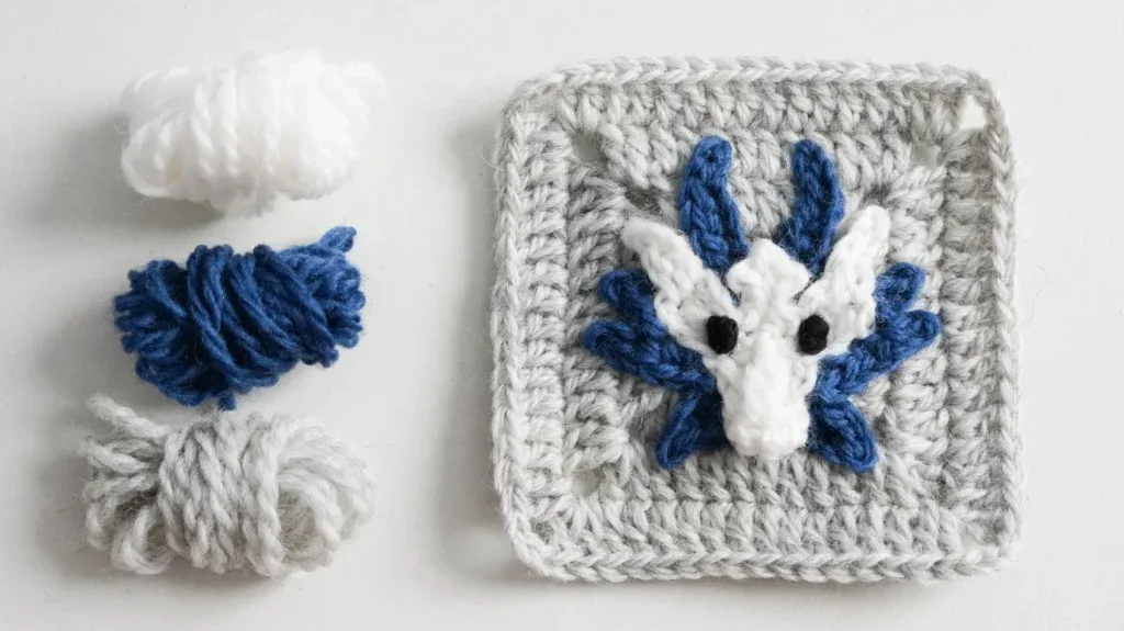 Dragon Granny Square: Free Crochet Pattern with Horns and Ears