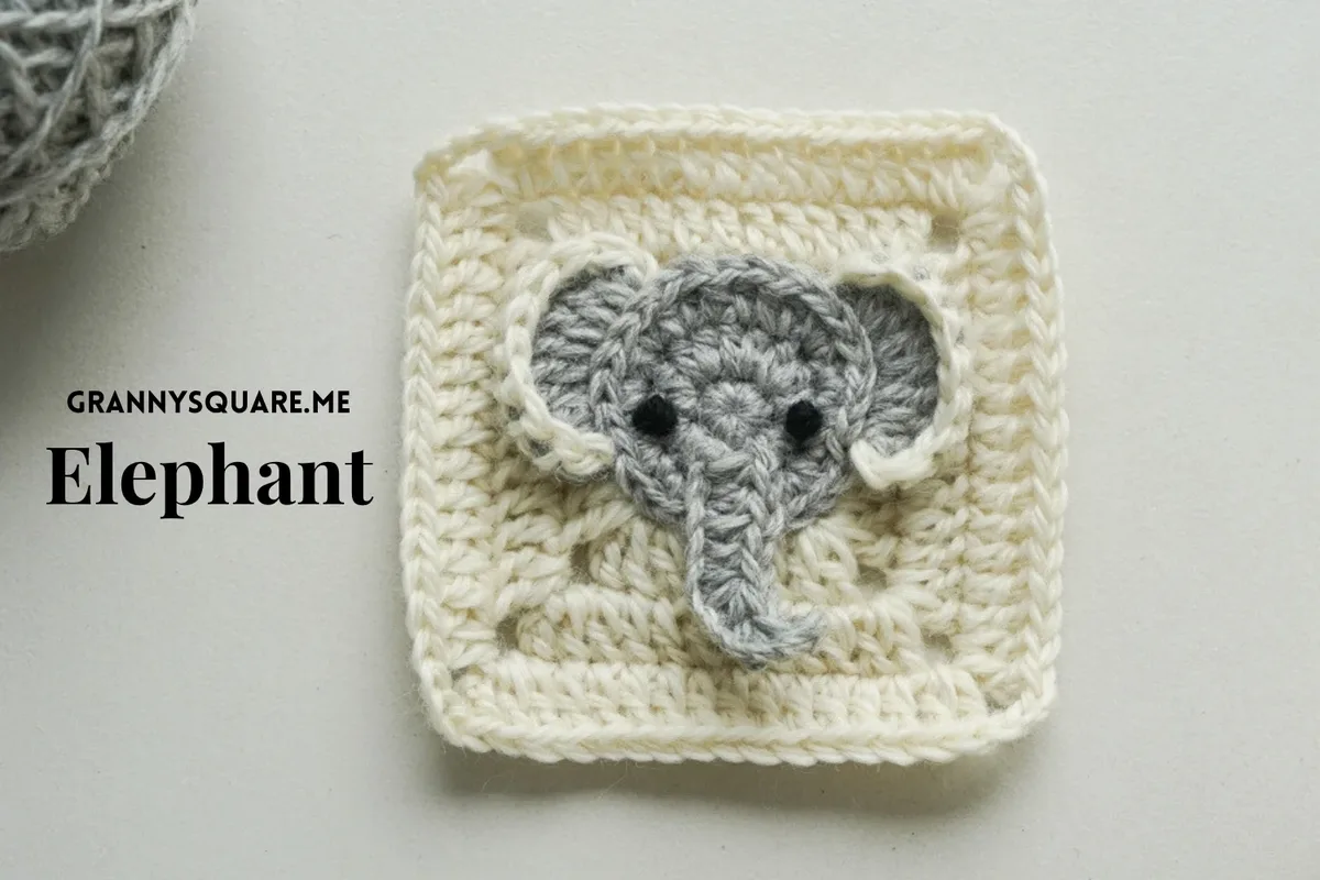 Elephant Granny Square — Free Crochet Pattern with Sculpted Ears