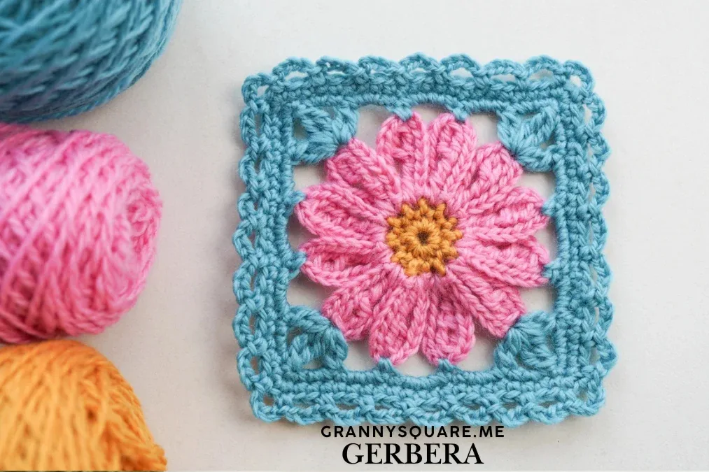 Gerbera Daisy Flower Granny Square Crochet Pattern — photo 3