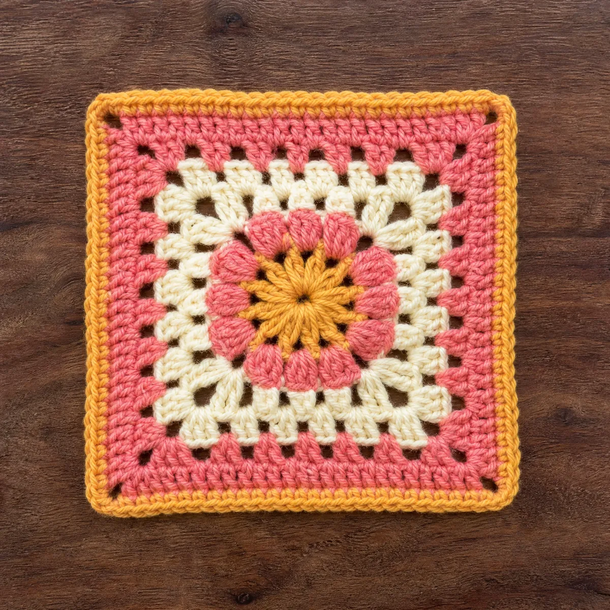 Golden Meadow Bobbles Granny Square — Sunburst Bobble Pattern