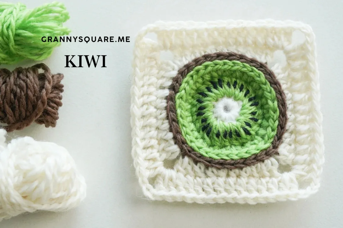 Kiwi Granny Square: Free Crochet Fruit Square Pattern