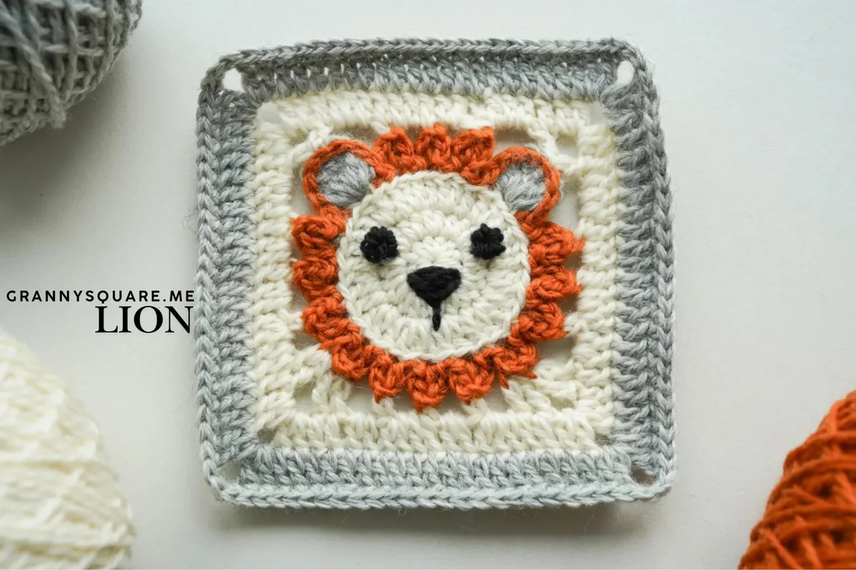 Lion Granny Square - Free Crochet Pattern with Mane and Ears — photo 3
