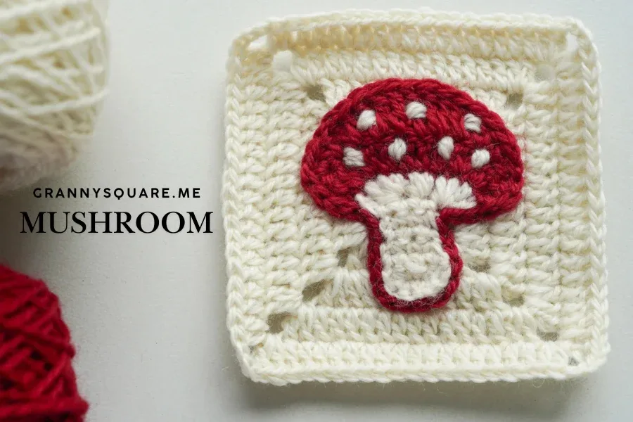 Mushroom Granny Square Free Crochet Pattern (Cute 4-Inch Toadstool Block) — photo 3