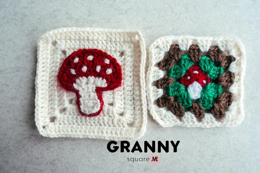 Mushroom Granny Square Free Crochet Pattern (Cute 4-Inch Toadstool Block) — photo 4
