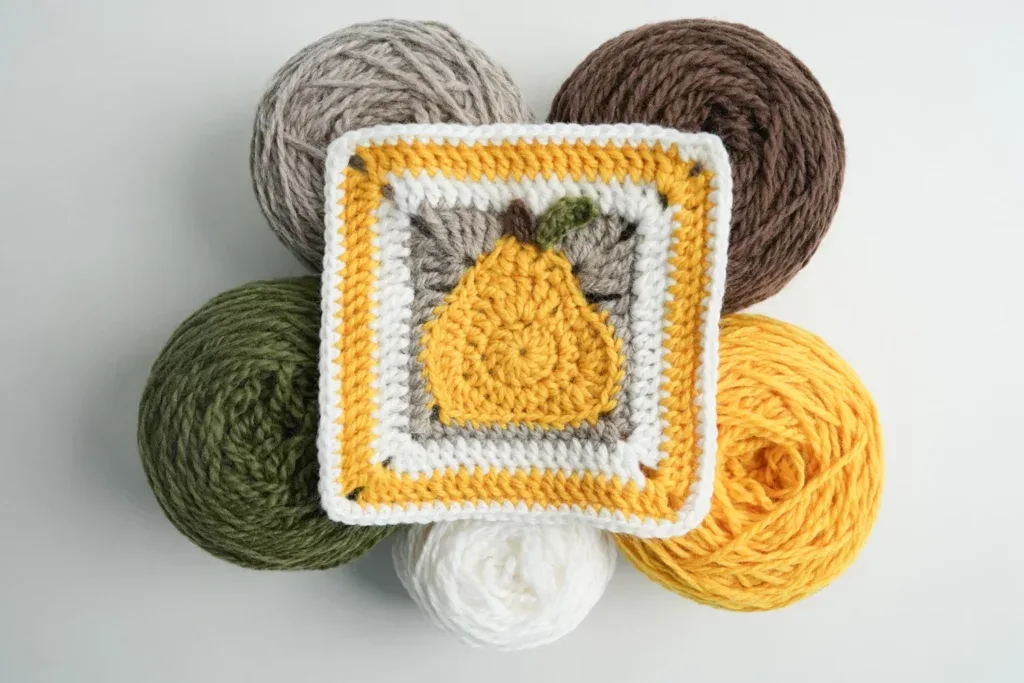 Pear Granny Square Free Crochet Pattern