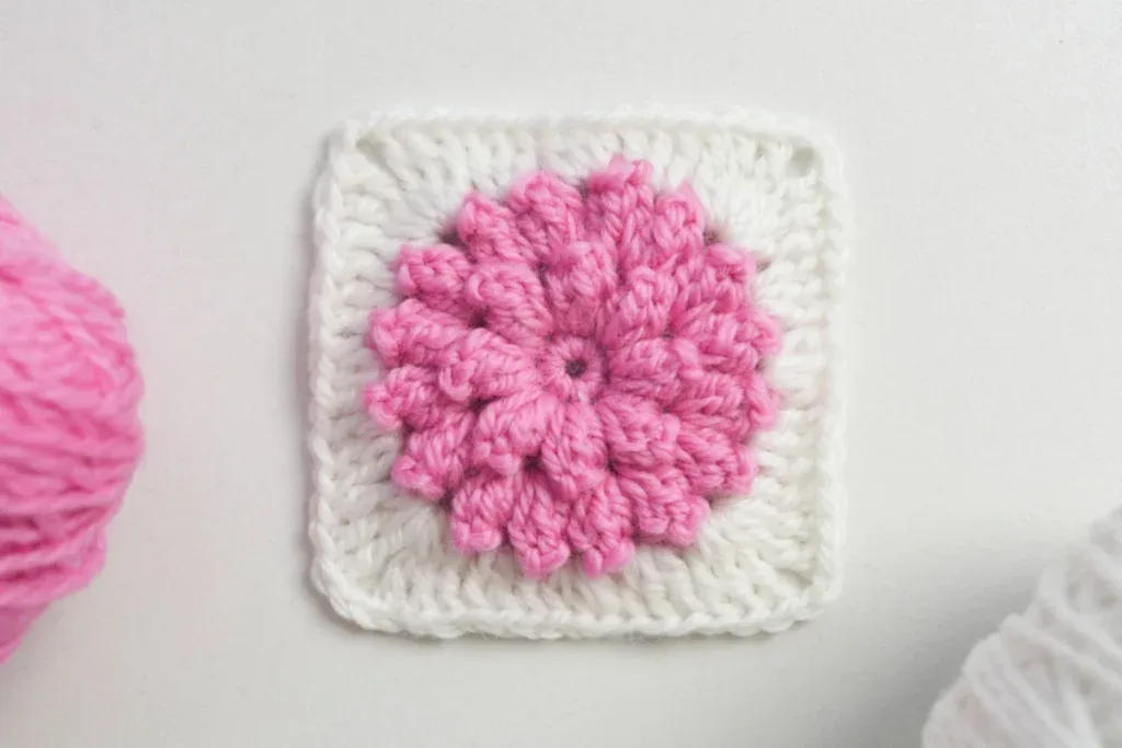 How to Crochet a Popcorn Flower Granny Square (Free Pattern)