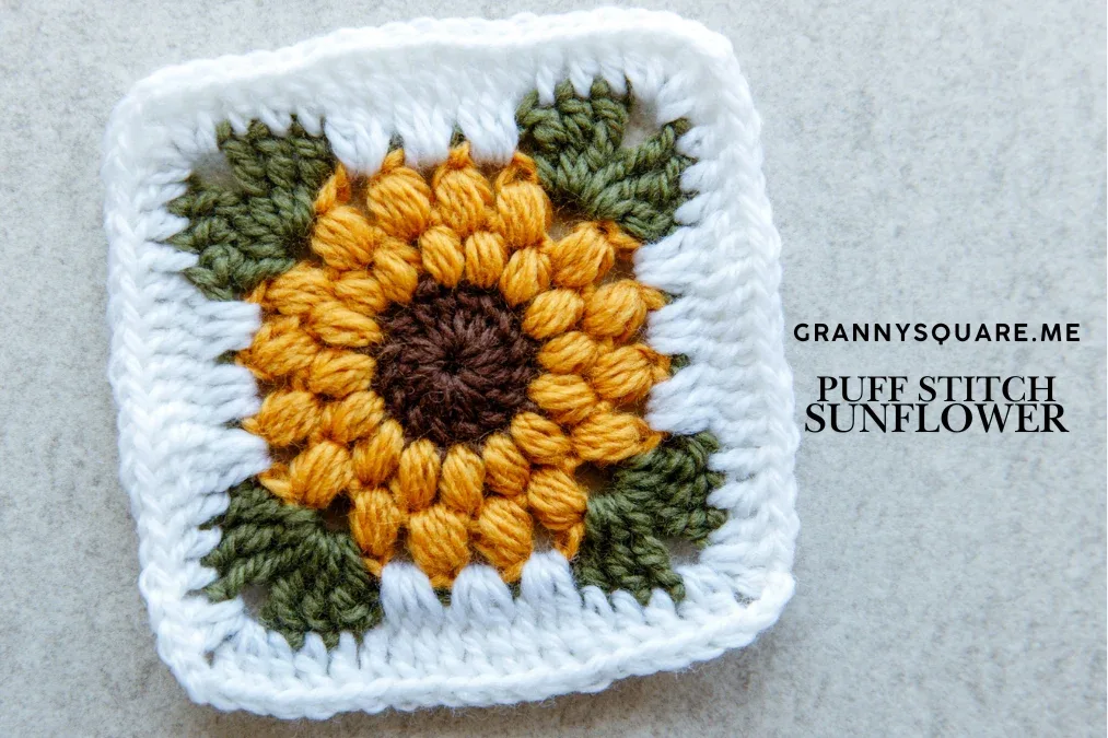 Puff Stitch Sunflower Granny Square — Free Crochet Pattern — photo 3