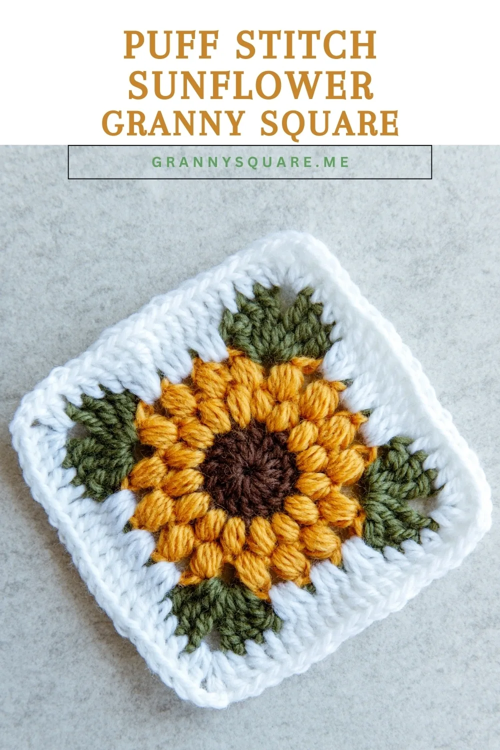 Puff Stitch Sunflower Granny Square — Free Crochet Pattern — photo 4