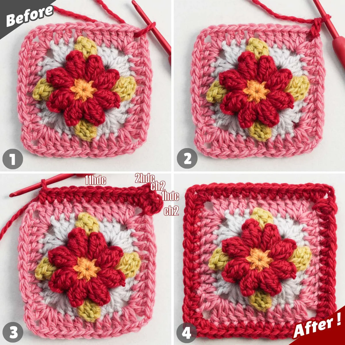 Retro Daisy Granny Square Crochet Pattern — photo 3