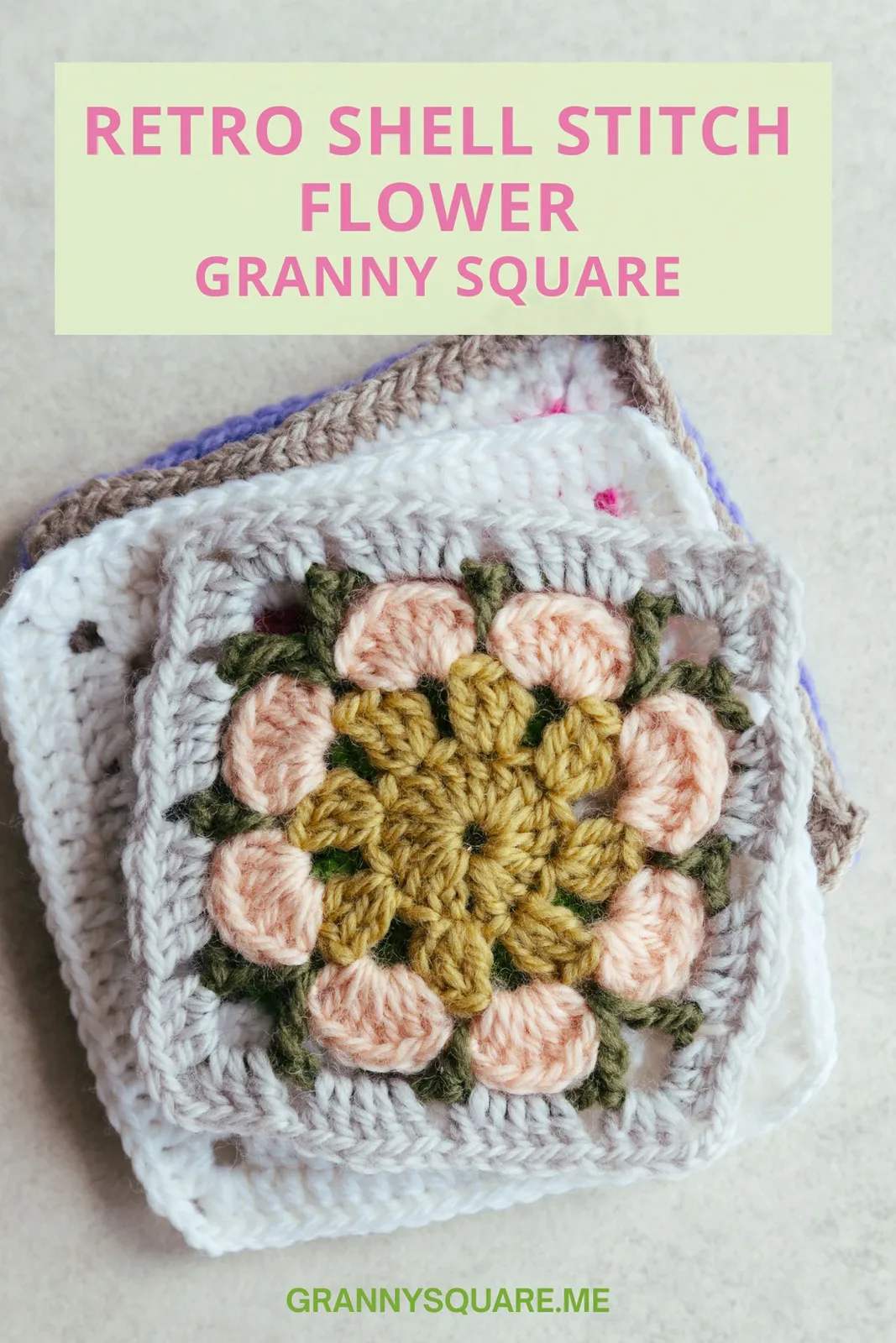Retro Shell Stitch Flower Granny Square (Free 5-Round Pattern) — photo 4