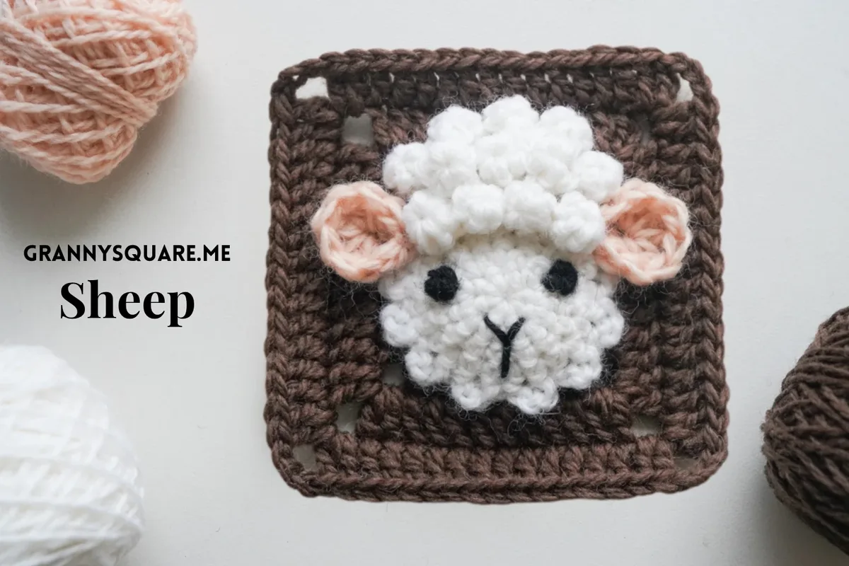 Sheep Granny Square Free Crochet Pattern - Fluffy Lamb Motif — photo 3
