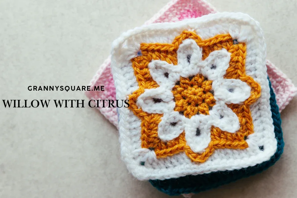 Small Willow Granny Square with Sunny Citrus Flower – Free Crochet Pattern — photo 3