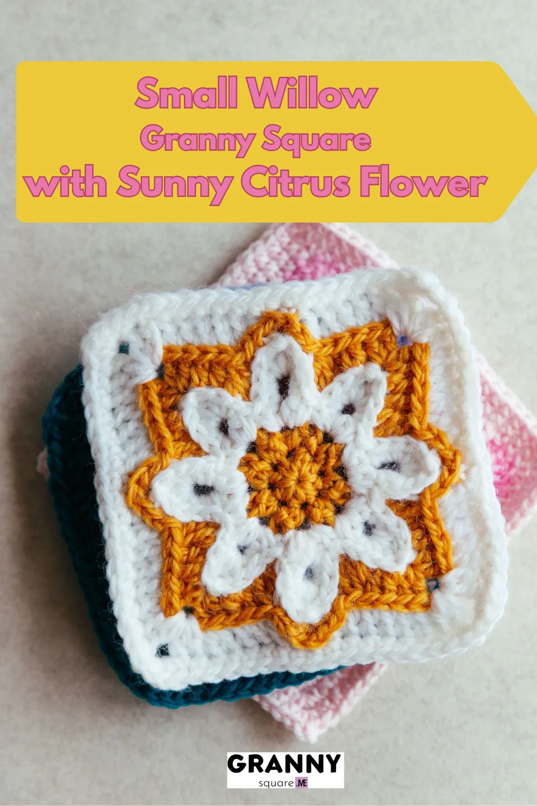 Small Willow Granny Square with Sunny Citrus Flower – Free Crochet Pattern — photo 4