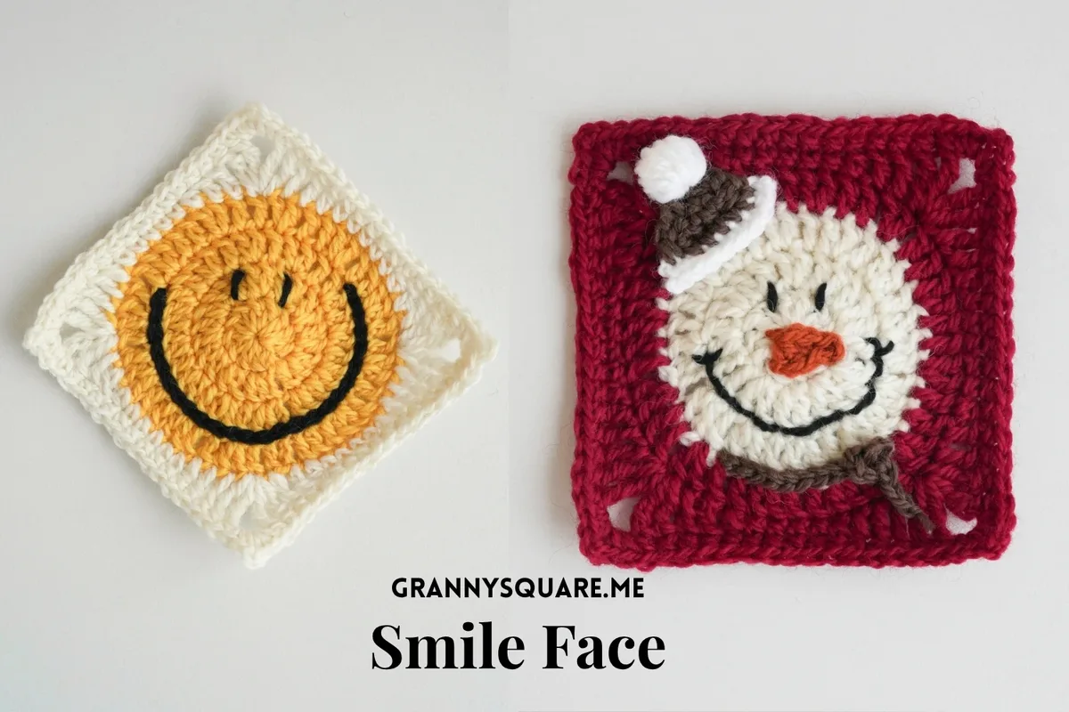 Smiley Face Granny Square — Free Crochet Pattern — photo 3