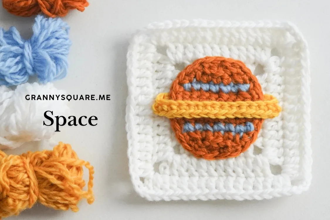 Space Granny Square: Free Crochet Pattern for a Saturn-Style Planet Motif