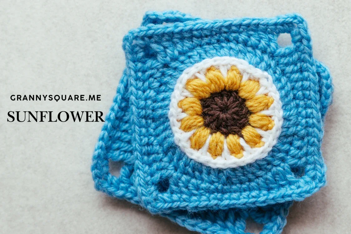 Sunflower Sky Granny Square – Free Puff Stitch Crochet Pattern