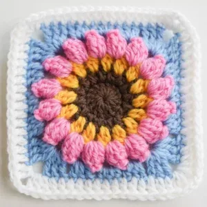 Sunflower Sky Granny Square – Free Puff Stitch Crochet Pattern — photo 3