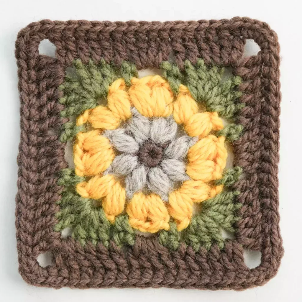 Sunflower Sky Granny Square – Free Puff Stitch Crochet Pattern — photo 4