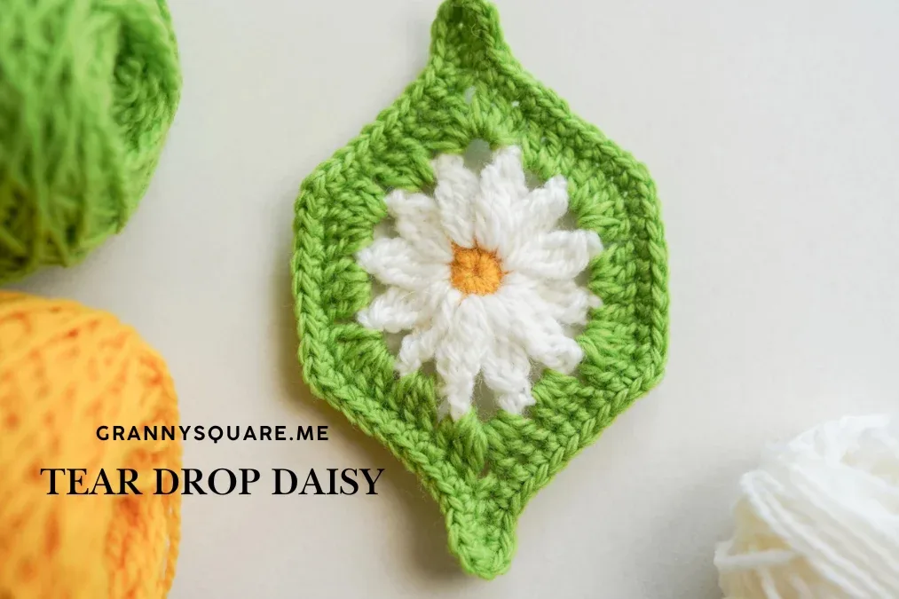 Tear Drop Daisy Flower Granny Square – Free Crochet Pattern — photo 2