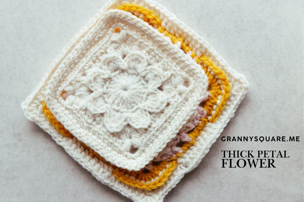 Thick Petal Flower Granny Square: Free Textured Flower Motif Pattern — photo 3