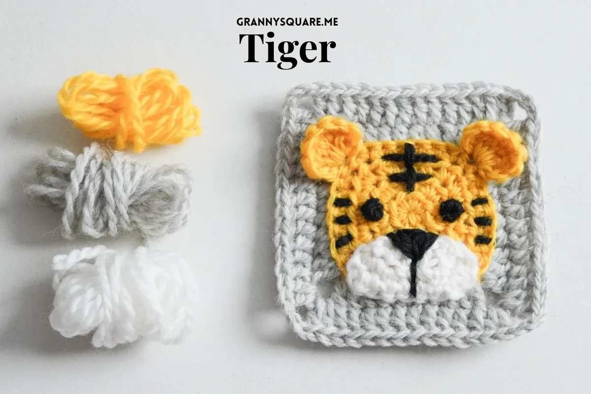 Tiger Granny Square: Free Crochet Pattern with 3D Curled Ears — photo 3