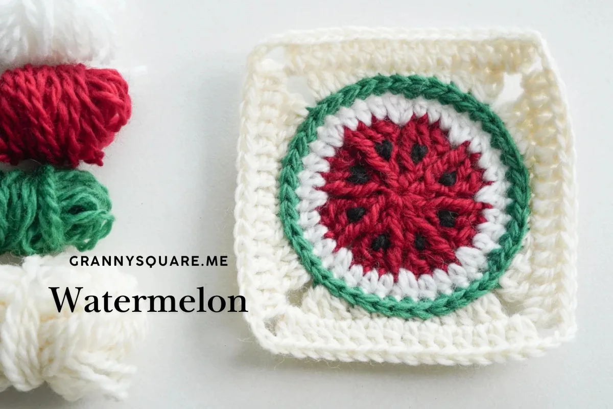 Watermelon Granny Square Pattern 2 — Free Round-to-Square Crochet Pattern