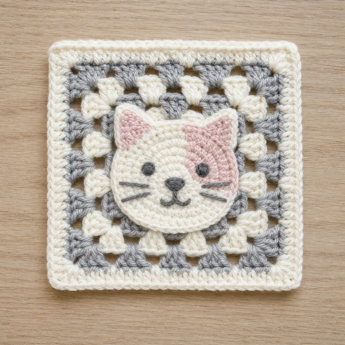 Whiskers the Cat Granny Square — A Sweet Appliqué Keepsake