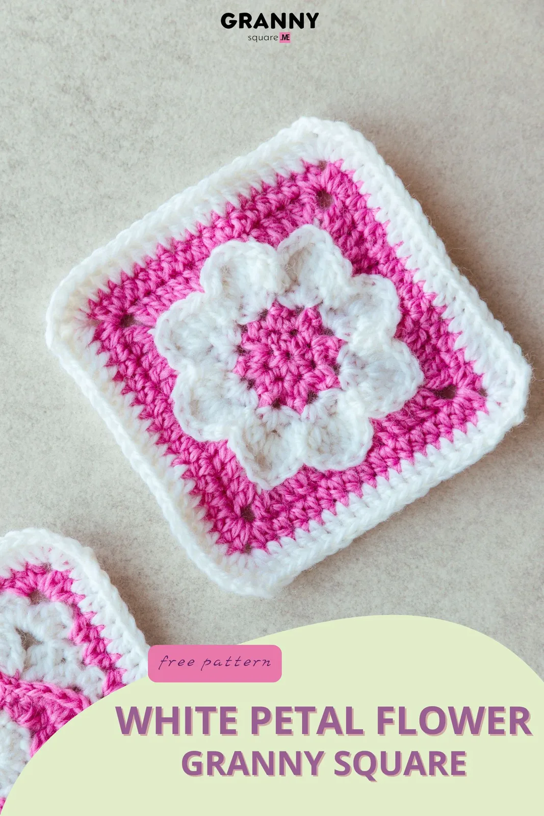 White Petal Flower Granny Square Crochet Pattern — photo 4
